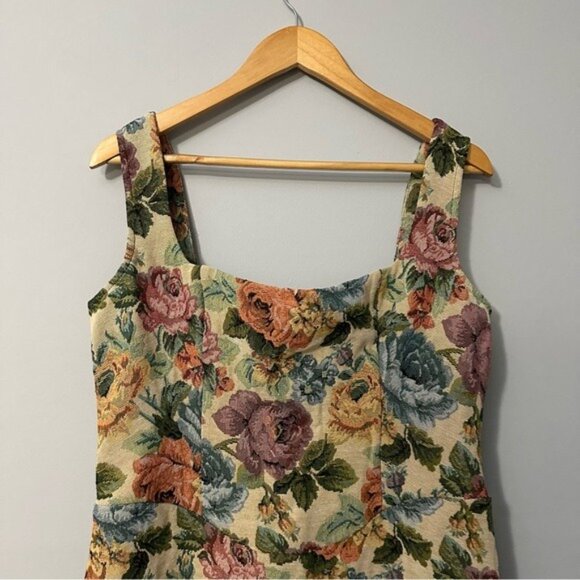 PrettyLittleThing Floral Tapestry Mini Dress Cottagecore Romantic Size 10 - Picture 5 of 16